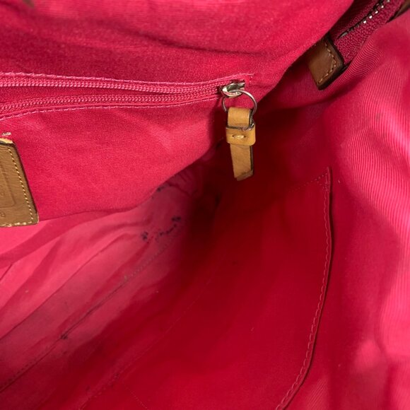 2009 COACH Signature Collection Khaki Pink Stripe Tote F13548 NO TAG - Picture 9 of 13